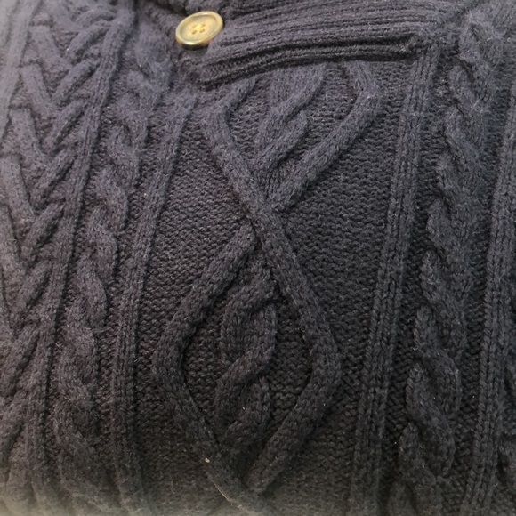 Lands End Navy Cable Knit Pullover Sweater Size L - Picture 6 of 8